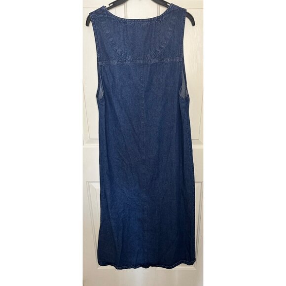 Y2K Ladies Large Denim Button-Up Sleeveless Romper Dress WPockets Vintage - Picture 7 of 7